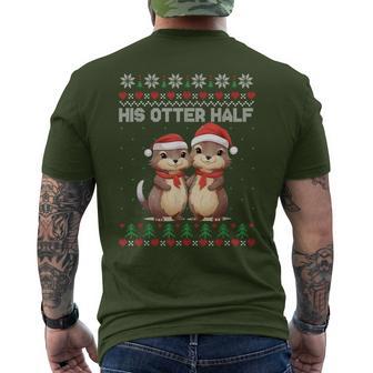 Her Otter Half His Otter Half Christmas Ugly Sweater Couple T-Shirt mit Rückendruck - Geschenkecke