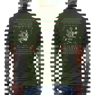 Overstimulated But Festive Opossum Ugly Sweater Christmas Men's T-shirt Back Print - Monsterry