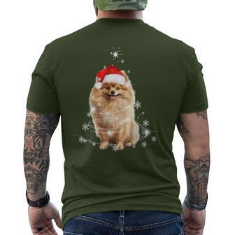 Pomeranian Christmas Tree Santa Hat Lights Jumper T-Shirt mit Rückendruck - Geschenkecke