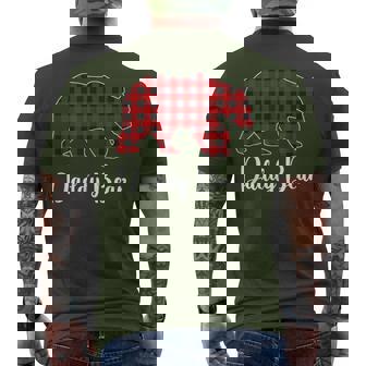 Red Plaid Bear Christmas Pajama Daddy Matching Family Dad Men's T-shirt Back Print - Monsterry
