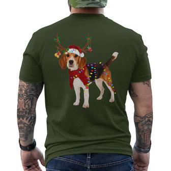 Santa Claus Beagle Reindeer Light Christmas T-Shirt mit Rückendruck - Geschenkecke