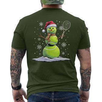 Tennis Snowman Tennis Player Santa Hat Christmas T-Shirt mit Rückendruck - Geschenkecke