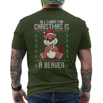 Ugly Xmas Sweater Christmas Beavers Lover T-Shirt mit Rückendruck - Geschenkecke