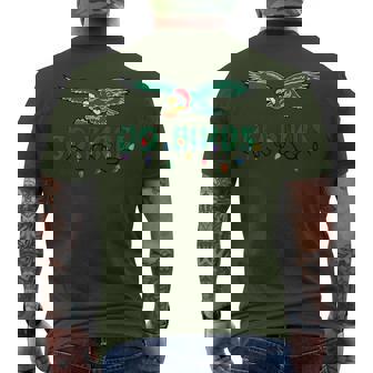Vintage Go Santa Birds Santa Hat Christmas Lights Men's T-shirt Back Print - Monsterry