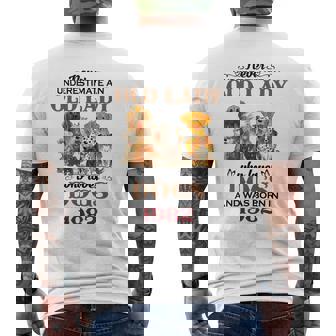 1982 An Old Lady Who Loves Dogs Men's T-shirt Back Print | Mazezy