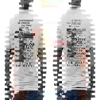 1984 A Woman Who Is Daughter Of God Men's T-shirt Back Print | Mazezy