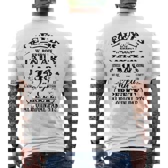 77Th Birthday Legends Born In January 1948 77 Years Old Men's T-shirt Back Print | Mazezy
