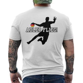 Adler Flieg Handball Fan Outfit Gray T-Shirt mit Rückendruck - Geschenkecke