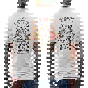Aesthetic Christmas Light & Nut Cracker Let's Get Lit Xmas Men's Back Print T-Shirt - Monsterry