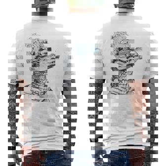 Alligator Crocodile Sunglasses Retro Vintage Chill Cool Men's T-shirt Back Print - Monsterry