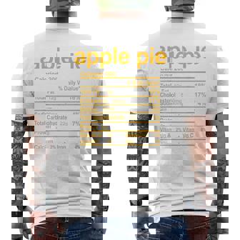 Apple Pie Nutrition Facts Thanksgiving Christmas Men's Back Print T-Shirt - Monsterry