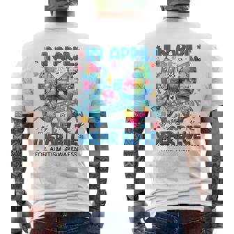In April We Wear Blue For Autism Awareness Coquette Men's T-shirt Back Print - Monsterry