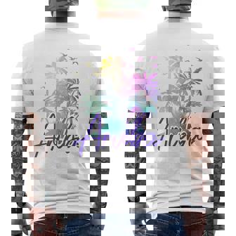 Aruba Beach Vintage Palm Trees Vacation Men's Back Print T-Shirt - Monsterry