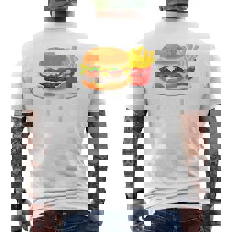 Bacon Cheeseburger Hamburger And French Fries Addict Raglan Baseball Tee Men's Back Print T-Shirt - Monsterry