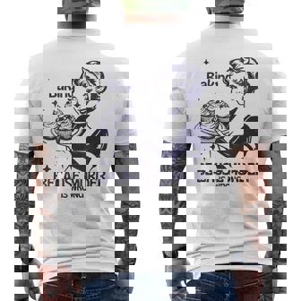 Baking Because Murder Is Wrong Quote Cool Housewife Men's Back Print T-Shirt - Monsterry