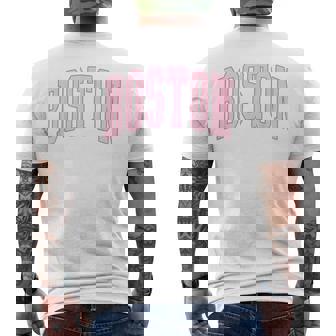Boston Vintage Preppy Varsity Pink Sports Men's T-shirt Back Print - Monsterry
