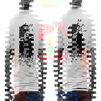 Have A Boujee Christmas Tartan Santa Hat African Queen Xmas Men's Back Print T-Shirt - Monsterry