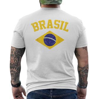 Brazilian National Flagintage Patriotic Football Brazil Green T-Shirt mit Rückendruck - Geschenkecke