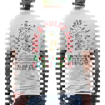 Cat Holly Xmas Jolly Christmas Lights Retro Groovy Pet Men's Back Print T-Shirt - Monsterry