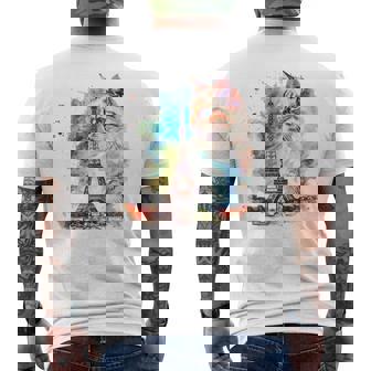 Cat t Featuring a Watercolor Cat In Paris Tank Top Men's Back Print T-Shirt - Monsterry