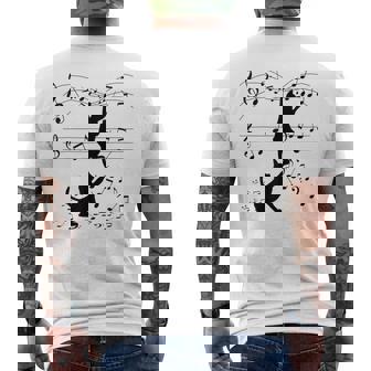 Chats Drôles Jouant Avec Des Notes De Musique T-shirt imprimé au dos - Cadeauxyz