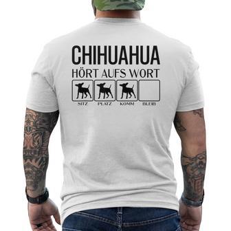 Chihuahua Hört Auf Wort Chihuahua Gray T-Shirt mit Rückendruck - Geschenkecke