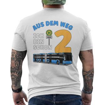 Children's 2 Years Boy Little Bus Driver 2Nd Birthday Bus Articulated Bus T-Shirt mit Rückendruck - Geschenkecke