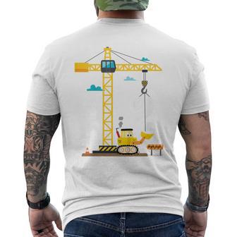 Children's 2Nd Birthday Boys With Crane And Digger Construction Site T-Shirt mit Rückendruck - Geschenkecke