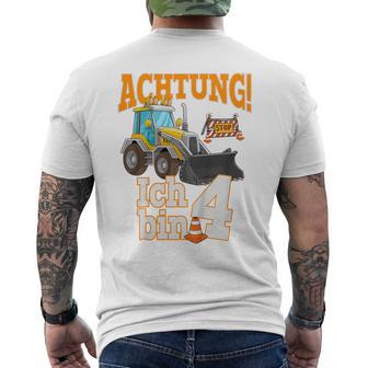 Children's Birthday Digger 4 Years Construction Site 4 Birthday Boy T-Shirt mit Rückendruck - Geschenkecke