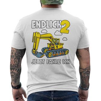 Children's Digger 2 Years Construction Site 2Nd Birthday Boys T-Shirt mit Rückendruck - Geschenkecke