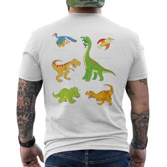 Children's Dinosaur Popular Dinos With Name T-Shirt mit Rückendruck - Geschenkecke