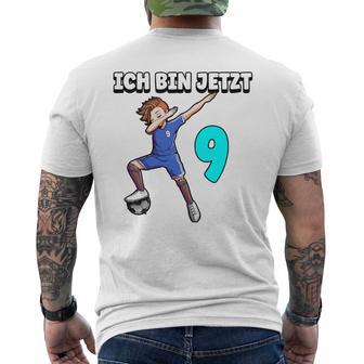 Children's Ich Bin Jetzt 9 Football Boy Dabbing 9Th Birthday T-Shirt mit Rückendruck - Geschenkecke