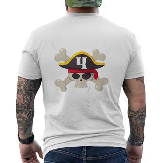 Children's Pirate 4 Years Attention I'm 4 4Th Birthday Boys T-Shirt mit Rückendruck - Geschenkecke