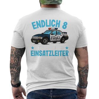 Children's Police 8 Years Boys Police 8Th Birthday T-Shirt mit Rückendruck - Geschenkecke