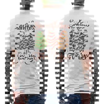 Christmas Tree Snack Cakes & Snowflakes Family Holiday Men's Back Print T-Shirt - Monsterry