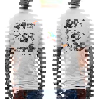 Coquette Bow Checkered Flag Racing Lover Monster Truck Racer Men's T-shirt Back Print - Monsterry