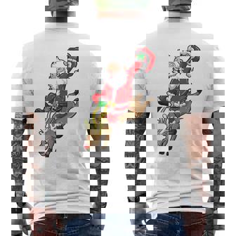 Cowboy Santa Reindeer Rodeo Christmas In Texas Xmas Premium Men's Back Print T-Shirt - Monsterry