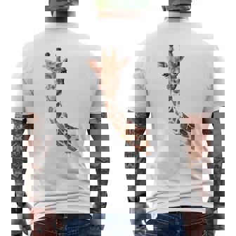 Curious Giraffe Zoo Animal Sketch Men's Back Print T-Shirt - Monsterry