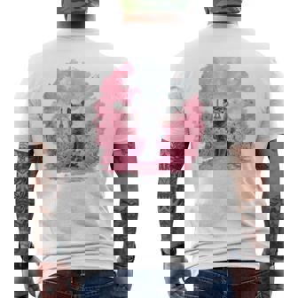 Cute Cherry Blossom Cat In Paris Tank Top Men's Back Print T-Shirt - Monsterry
