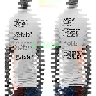 Eat Sleep Walk Repeat Walker Walking Exercise Premium Men's Back Print T-Shirt - Monsterry