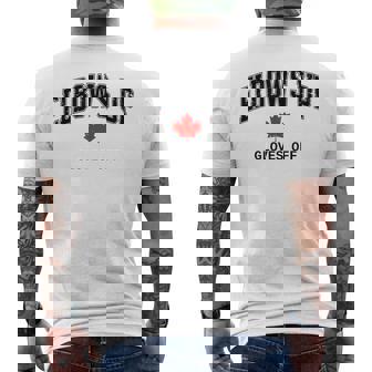 Elbows Up Gloves Off Fun Hockey Canada Flag Men's T-shirt Back Print | Mazezy