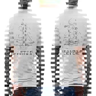 Eleuthera Bahamas Vintage Retro Blueprint Sailboat Vacation Men's Back Print T-Shirt - Monsterry
