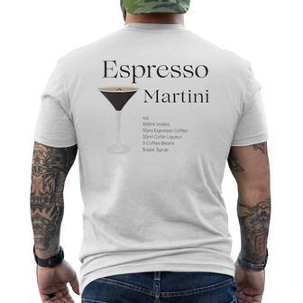 Espresso Martini With Recipe And Glass T-Shirt mit Rückendruck - Geschenkecke