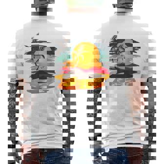 Exotic Island Palm Trees Sunset Ocean Tropical Summer Men's Back Print T-Shirt - Monsterry