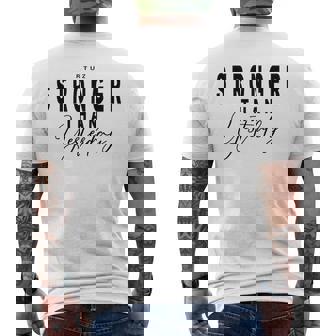 Fitness Saying Stronger Than Yesterday Blue T-Shirt mit Rückendruck - Geschenkecke