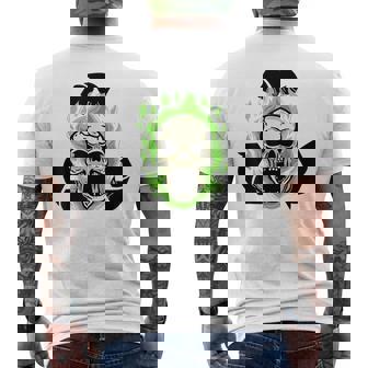 Flaming Skull Recycling Symbol Edgy With Flames Men's Back Print T-Shirt - Monsterry