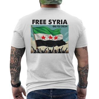 Free Syria Syria Revolution Freedon Flag Blue T-Shirt mit Rückendruck - Geschenkecke