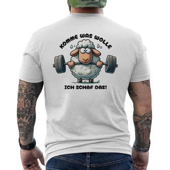 Sheep Motivation Motivational Saying Fun Humour Gray T-Shirt mit Rückendruck - Geschenkecke