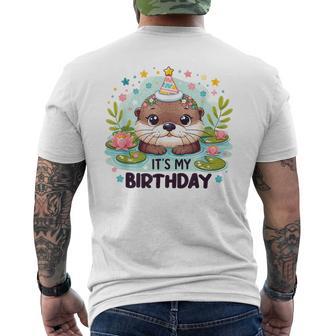 Geburtstag Otter Kinder Geburtstagsparty Kinder Für Kinder Zum Geburtstag Mit Cartoon-Otter- In Blau -Kleinkind Kurzarm U-Ausschnitt Polyester 100 T-Shirt mit Rückendruck - Geschenkecke