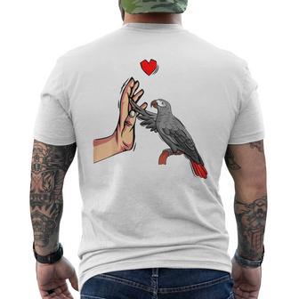 Grey Parrot Love Parrot Heart Bird T-Shirt mit Rückendruck - Geschenkecke